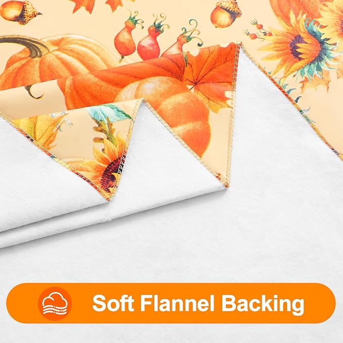 Smiry Fall Rectangle Table Cloth, Waterproof Vinyl Tablecloth with Flannel Backing, Wipeable Autumn Sunflower Plastic Tablecloths for Harvest and Thanksgiving Parties, (60"x120", Gold)