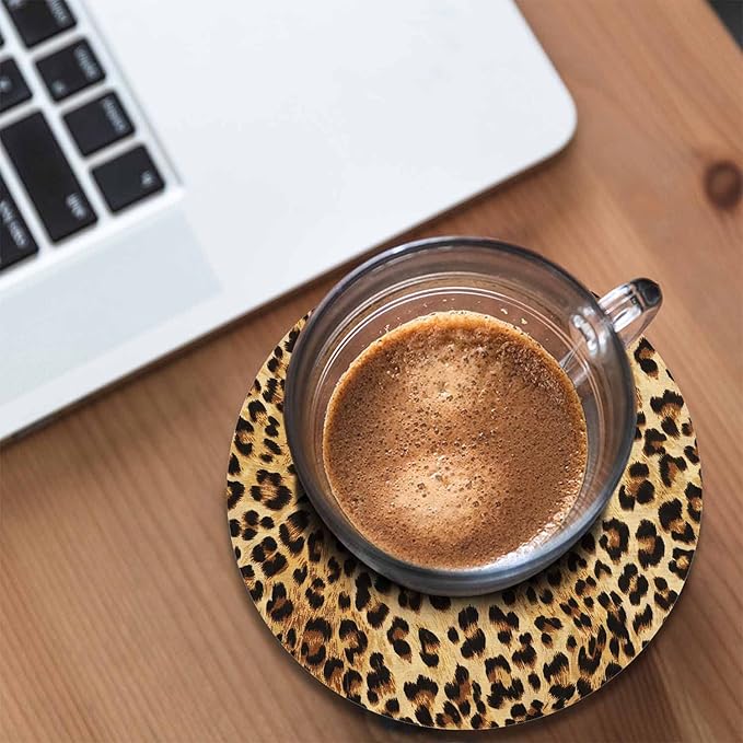 Wild Animal Pattern Coaster for Drinks Individual Leopard Cheetah Skin Repeat Spot Presents for Housewarming Birthday and Family 100% Diatomite 4''X 4'',2 Pack