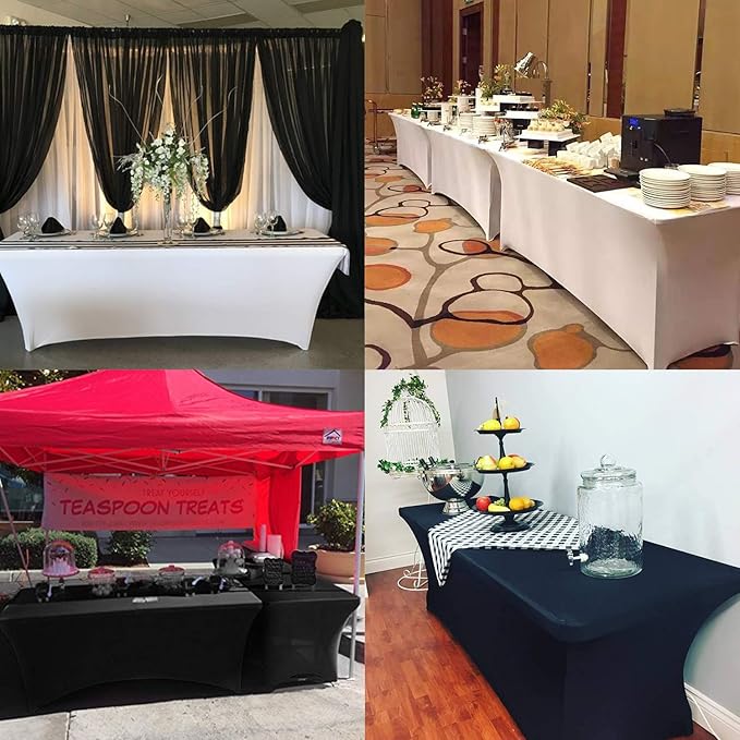 LZY Spandex Fitted Stretch Table Cover for 6 ft or 4ft or 8ft Folding Table, Rectangular Cocktail Tablecover, Perfect for Party and Banquet