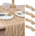 Joanlody Champagne Cheesecloth Table Runner Spring Easter 10Ft Rustic Gauze Boho Cheese Cloth Table Runner for Wedding Bridal Baby Shower Decoration 4 Pack