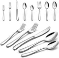 23-Piece Heavy Duty Silverware Set for 4, LIANYU Stainless Steel Flatware Set with Serving Utensils, Thick Cutlery Eating Utensils Include Fork Knife Spoon, Mirror Finished, Dishwasher Safe