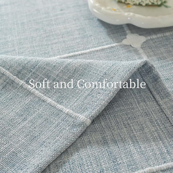 Zobesta Blue Square Table Cloth 70 x 70 Inch, Cotton Blue Linen Tablecloth Square, Heavy Weight Washable Farmhouse Soft Boho Tablecloth for Outdoor, Party, Holiday, Picnic, Dining