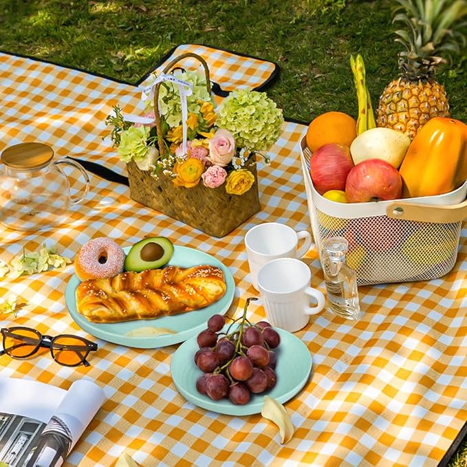 Supernal Wheat Straw Dinnerware, Wheat Straw Plates and Bowls Sets Dishwasher Safe, Unbreakable Light Weight Plate Service For 8, Reusable Plastic Plate, Include 16pcs Plates, 8pcs Bowls, 8pcs Cups