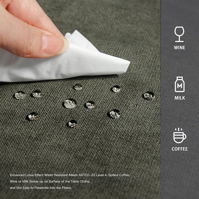 BALCONY & FALCON Rectangle Tablecloth Washable Wrinkle Resistant and Water Proof Table Cloth Decorative Linen Fabric Tablecloths for Dining Parties Kitchen Wedding and Outdoor Use(Black Olive, 57x118)