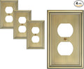 4-Pack Duplex Outlet Covers, Decorative Wall Plates for Electrical Outlets, Antique Brass Switch Plates and Outlet Covers, Durable Zinc Alloy Receptacle Cover, Corrosion Resistant