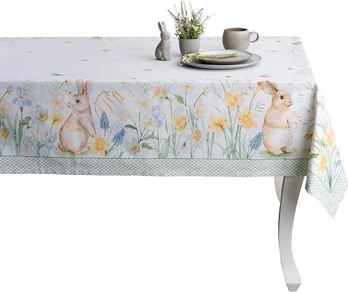 Maison d' Hermine Table Cloth Rectangle Table 100% Cotton 70 x 120 Inches Tablecloth Reusable Decorative for Dining Room Farmhouse Home Valentines Day Decorations Spring Summer - Easter Dew