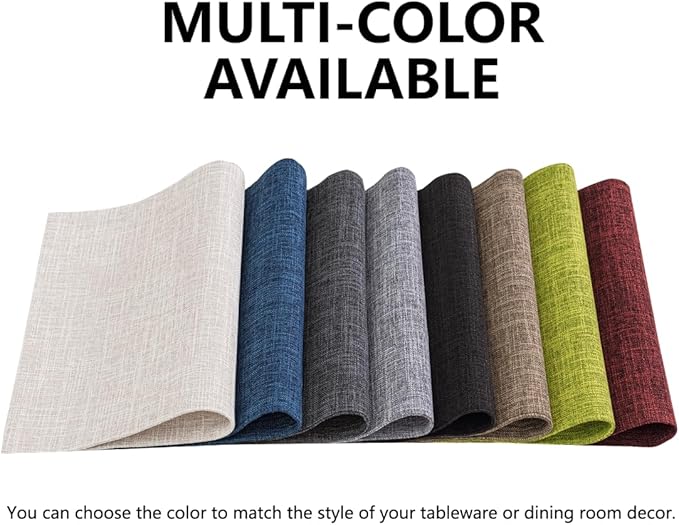 Placemats Set of 6, Bilayer Thickened Linen Place Mats Heat Resistant Machine Washable Wrinkle Free Carefully Selected Polyester Mats for Kitchen/Dining/Coffee Table (Cream Beige)