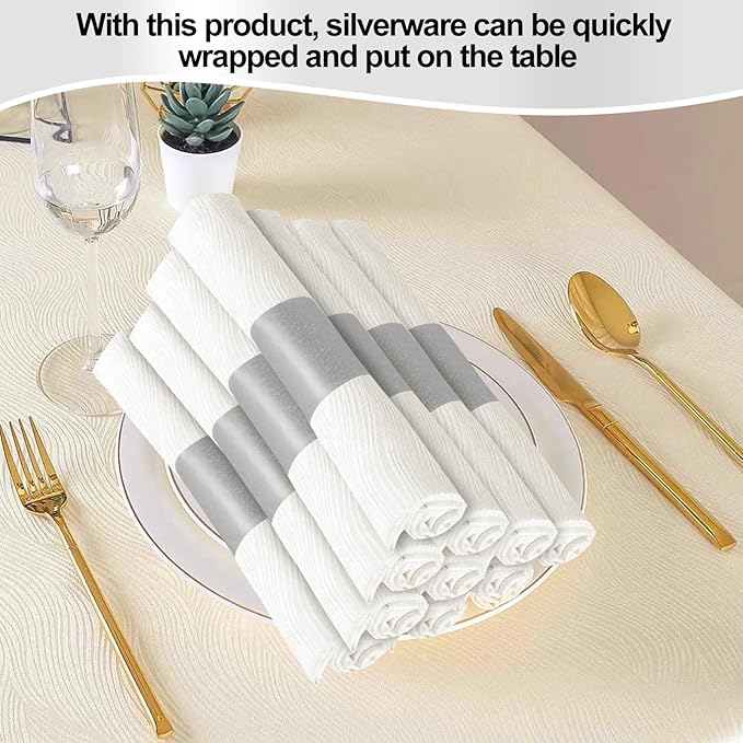 Germiwipe 2500 Pcs Gray Napkin Bands,Paper Napkin Rings Self-Adhesive,Silverware Wraps Bands, Perfect for Birthday Parties, Weddings, Family Reunion & Events