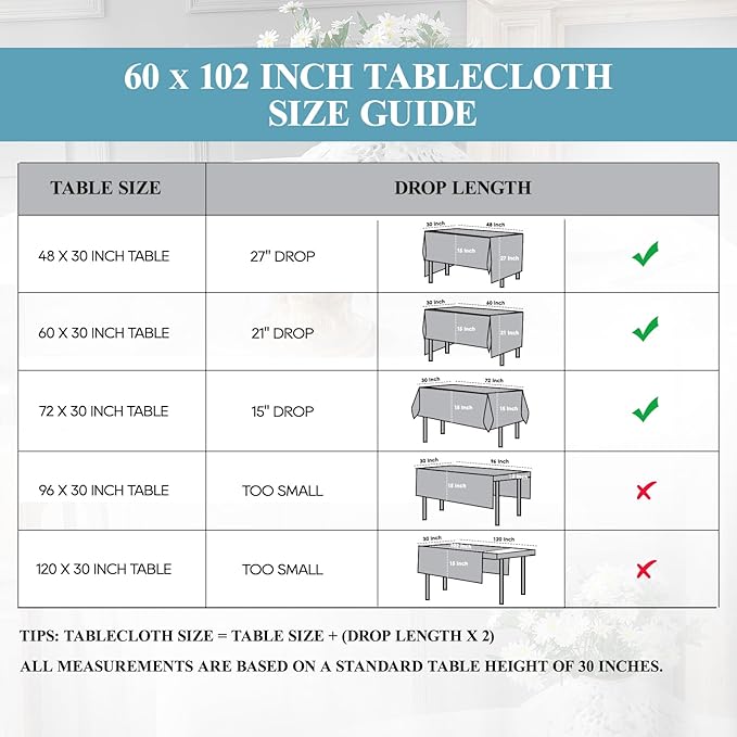VidaFete Tablecloth 60 * 102inch 10 Pack Rectangle Table Cloth Polyester, Stain Wrinkle Resistant Dining Table Cover for Kitchen Dinning Party Wedding Rectangular Tabletop Buffet Decoration (Black)