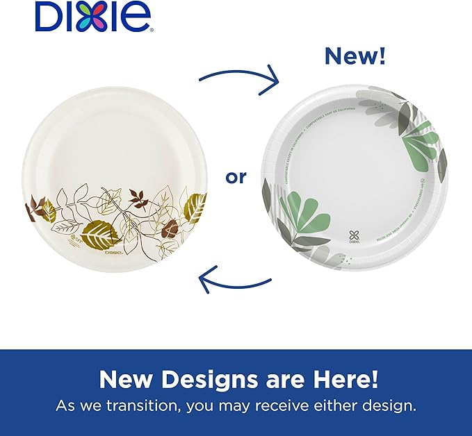 Dixie 6.8 Inch Medium-Weight Paper Plates By GP PRO, Pathways Botanical Design, 500 Count (125 Disposable Plates Per Pack, 4 Packs Per Case), UX7WS