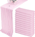 12 Pack 13Ft Cheesecloth Table Runner 35x157 Inch Boho Gauze Table Runner Cheese Cloth Long Rustic Table Runners for Wedding Bridal Shower Birthday Party Table Decor (Pink Purple)