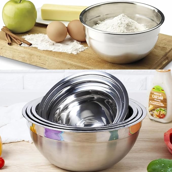 Mixing Bowls with Lid Set, 25PCS Kitchen Utensils Metal Bowl Stainless Steel Nesting Bowls, Measuring Cups and Spoons, Egg Whisk for Baking Prepping Cooking Serving Supplies