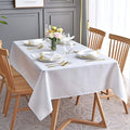 maxmill Jacquard Tablecloth Swirl Design Water Resistance Antiwrinkle Heavy Weight Soft Table Cloth for Buffet Banquet Parties Event Holiday Dinner Rectangle 60 x 84 Inch White