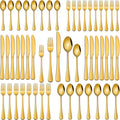 30 PCs Gold Flatware Sets Service For 6 Person,Shiny Gold Stainless Steel Silverware Sets Dinner Knives Fork And Spoons For Home Party And Wedding