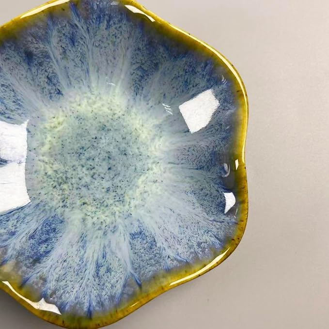 Jewelry Dish Tray - Ceramic Trinket Tray for Rings, Keys, Earrings | Decorative Key Bowl for Women, Gift for Friends, Sisters, Daughter, Mother, Lotus leaf shap, Jewelry Trays (Starry Blue)