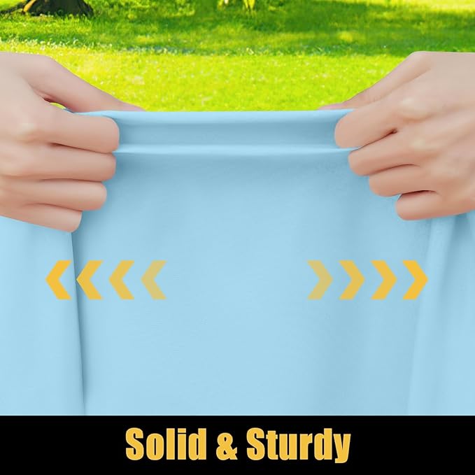 Smiry Rectangle Picnic Table Cloth, Waterproof Elastic Fitted Tablecloths for 8 Foot Tables, Washable Polyester Table Cover for Camping, Indoor and Outdoor (Light Blue, 30"x96")