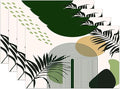 Boho Mid Century Sun Placemats Printed Modern Rainbow Leaves Green Design Washable Place Mats 12x18Inch for Dining Kitchen Farmhouse Decor 6 PCS