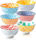 Ceramic Dessert Bowls Set - Small 12 Oz Cereal Bowls - 4.75 Inch Ice Cream Bowls for Fruit, Snack, Side Dishes, Dipping Sauce - Microwave Dishwasher Safe - Set of 6 - Assorted Colors