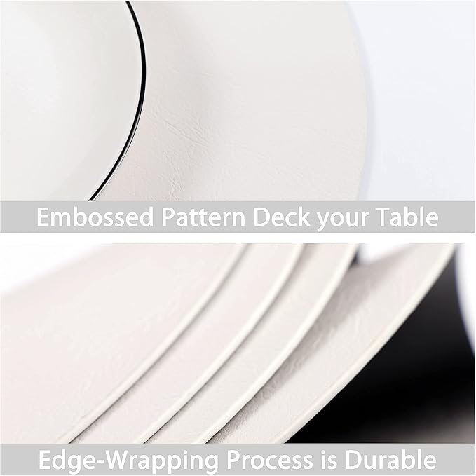 Set of 8 PU Leather Placemats, Waterproof Coffee Coasters, Kitchen Table Mats, Easy to Wipe Off for Dining Round Table