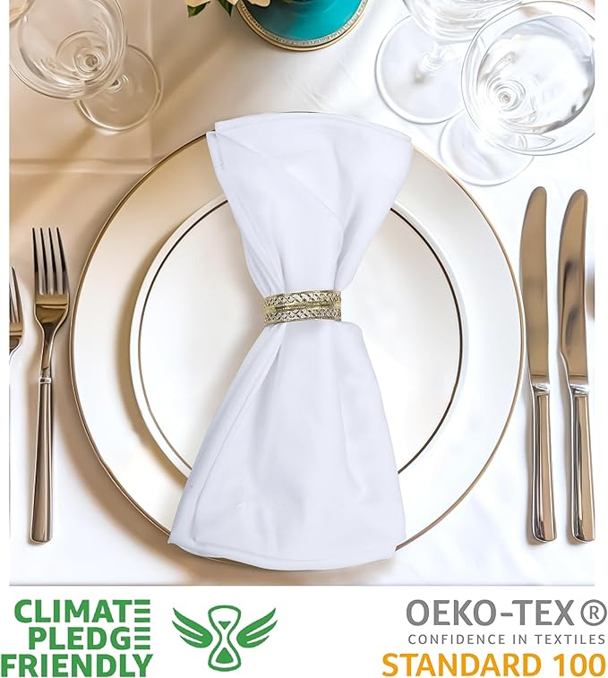 Urban Villa Cloth Napkins White Dinner Napkins Set of 12 (18X18 Inches) 100% Cotton Absorbent Washable Durable Reusable Ideal for Hotel Collection Farmhouse Party Thanksgiving Fall Dinner Napkins