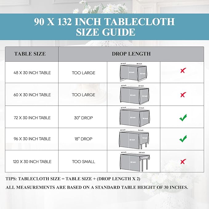 VidaFete Tablecloth 10 Pack 90 * 132inch Rectangle Table Cloth Polyester, Stain Wrinkle Resistant Polyester Dining Table Cover for Kitchen Dinning Party Wedding Rectangular Buffet Decoration(Red)