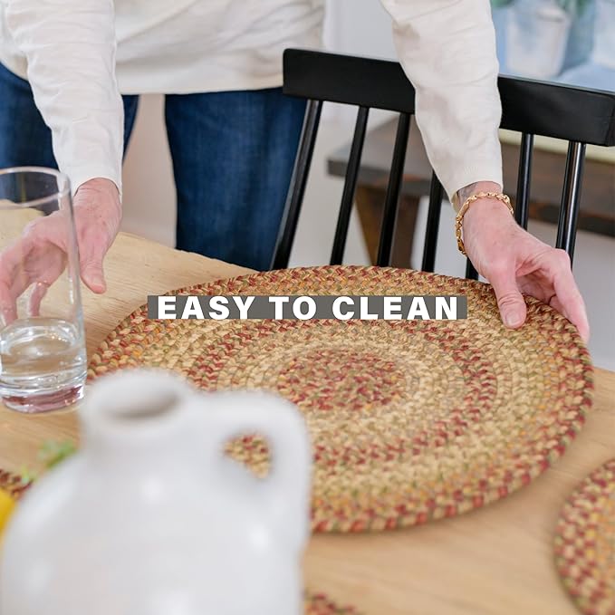 Homespice Harvest Braided Oval Table Runner, Warm Country Decor, Multicolor 11x36 - Jute Dining Table Accessories - Rich Colors, Easy to Clean, Durable and Protects Furniture