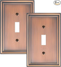 2-Pack Single Toggle Light Switch Cover Plate, Durable Solid Zinc Alloy Decorative Switch Plate Covers, Antique Copper 1 Gang Wall Plate, Corrosion Resistant