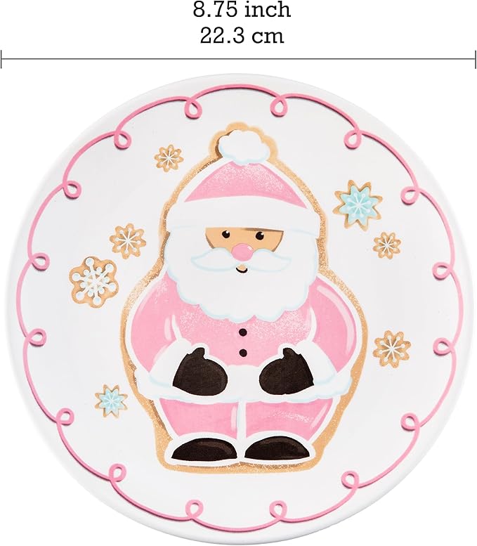 Bico Pastel Gingerbread Man Salad Plates Set of 4, 8.75 Inch Ceramic Dessert Plates for Salad, Appetizer, Side Dishes, Microwave and Dishwasher Safe, Gift for Housewarming and Christmas