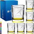 Personalized Shot Glasses Set of 6 Initial and Name 2oz Yellow Bottom Etched Square Shot Glass Engraved with Custom Text Birthday Gift for Men and Women