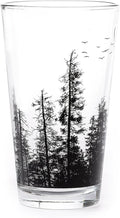 Black Lantern Pine Tree Forest Pint Glass Single 16oz Nature Beer Glass for Outdoor & Craft Brew Lovers
