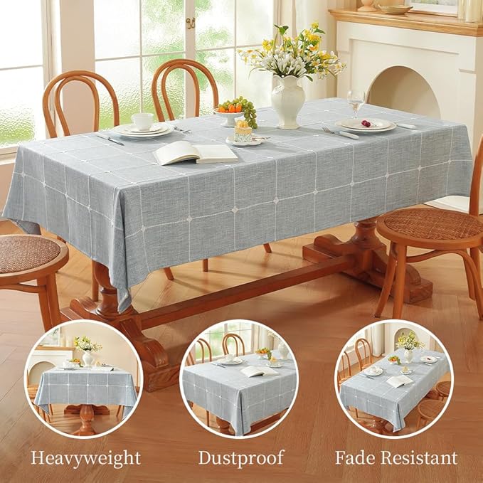 Zobesta Blue Square Table Cloth 70 x 70 Inch, Cotton Blue Linen Tablecloth Square, Heavy Weight Washable Farmhouse Soft Boho Tablecloth for Outdoor, Party, Holiday, Picnic, Dining