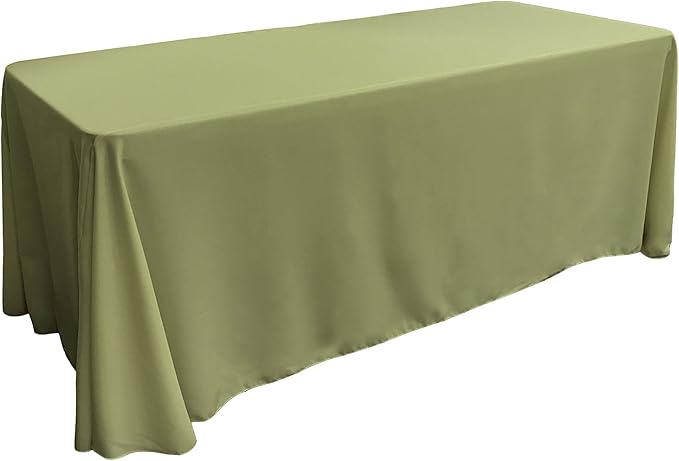 LA Linen Polyester Poplin Washable Rectangular Tablecloth, Stain and Wrinkle Resistant Table Cover 90x156, Fabric Table Cloth for Dinning, Kitchen, Party, Holiday 90 by 156-Inch, Sage Dark