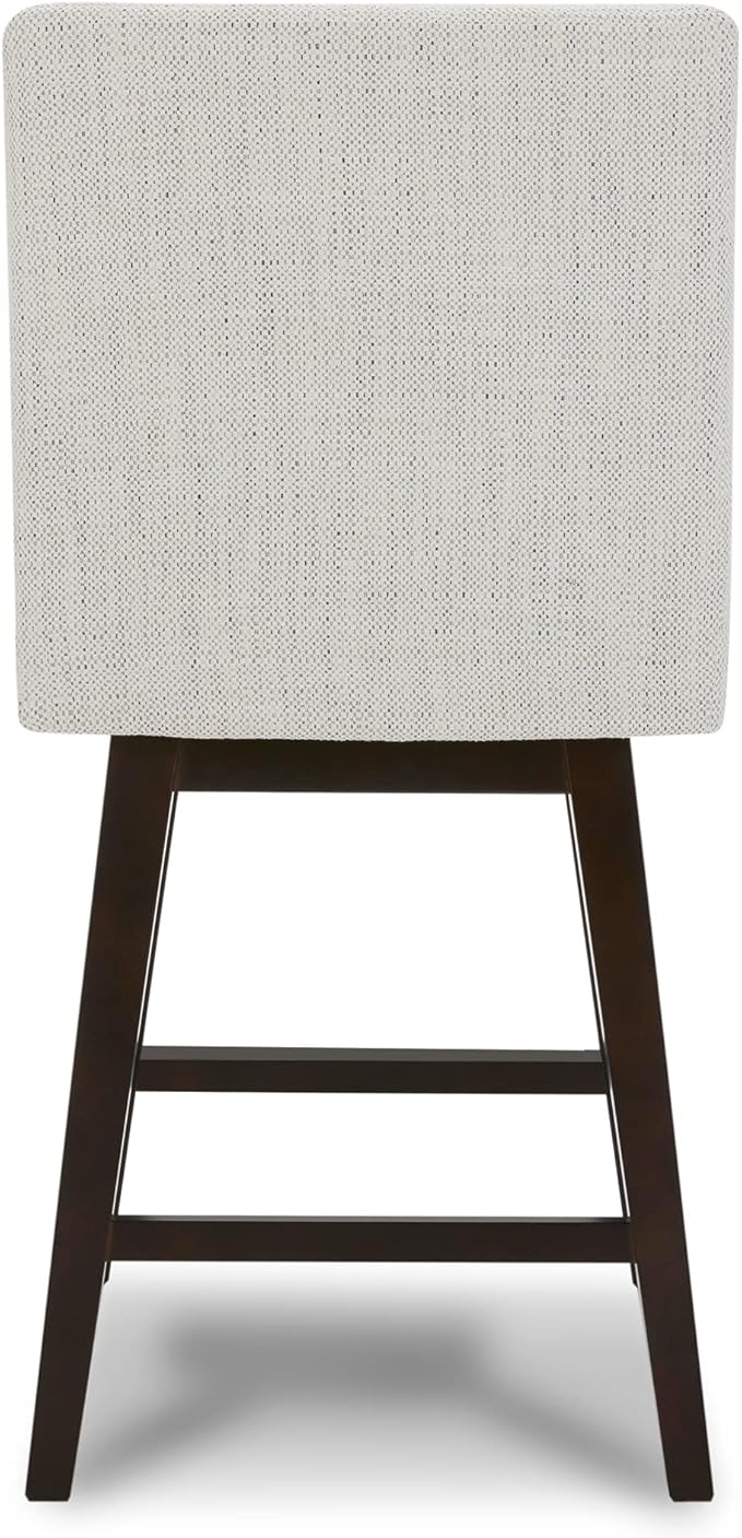 CHITA Counter Height Swivel Bar Stools Set of 3, FSC Certified Upholstered Fabric Barstool Chairs with Back, 26.8" H Seat Height, Fabric in Ivory