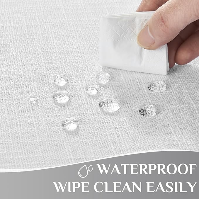 Softalker Linen Textured Rectangle Tablecloth, Waterproof Wipeable Farmhouse Burlap Table Cloth, Stain Resistant Wrinkle Free Table Covers for Kitchen Dining Holiday Party (52 x 70, White)