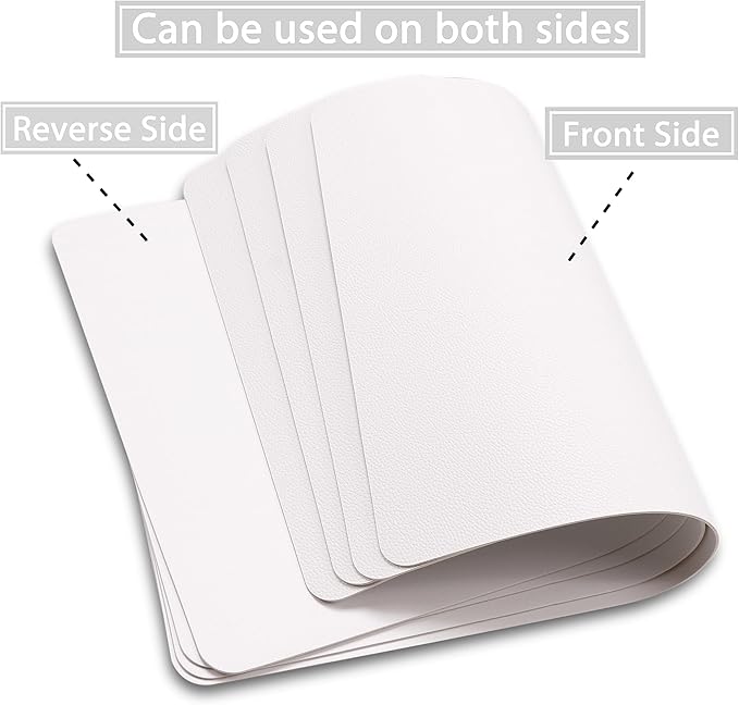 Wipeable Placemats Leather Table Mats Waterproof Heat-Resistant Easy to Clean for Dining Table Set Kitchen Table (6, White)