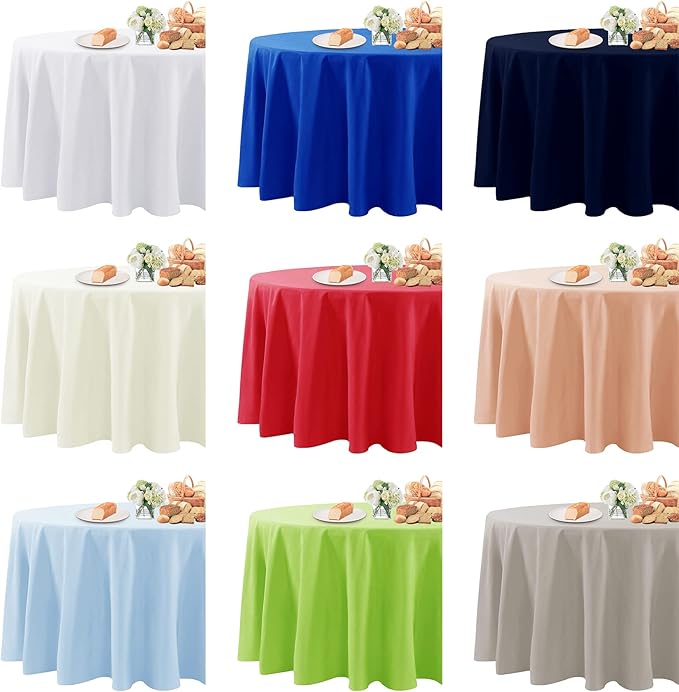 Fokitut 2 Pack Waterproof Round Tablecloth, 70 Inch, Stain Resistant and Wrinkle Polyester Table Cloth, Fabric Table Cover for Kitchen Dining, Wedding, Party, Holiday Dinner-Apple Green