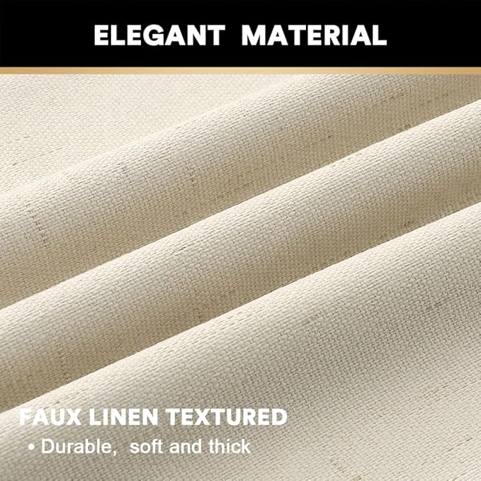 PrinceDeco 100% Blackout Curtains 108 Inches Long 2 Panels Set for Bedroom Living Room Farmhouse Style Keep Warm Large Window Draperies 108 inches Length with Thermal Insulated Liners，Bleached Sand