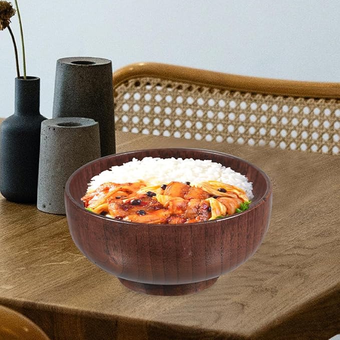 Large 16cm Wooden Salad Bowl Heat-resistant Wood Serving Bowl for Kitchen and Dining Multipurpose Food for Salad Fruit and Bread Sturdy Smooth Finish