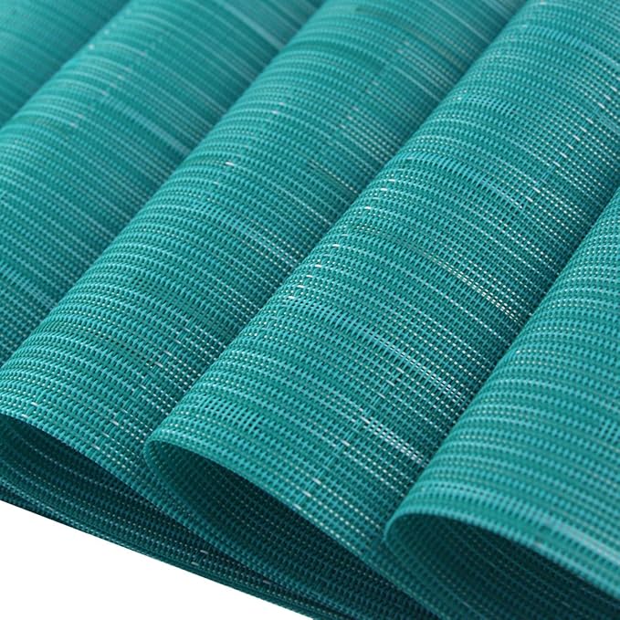 Vinyl Placemats,Washable Table Mats Easy to Clean Woven Placemats for Dining Table Set of 4 (Cyan Blue)