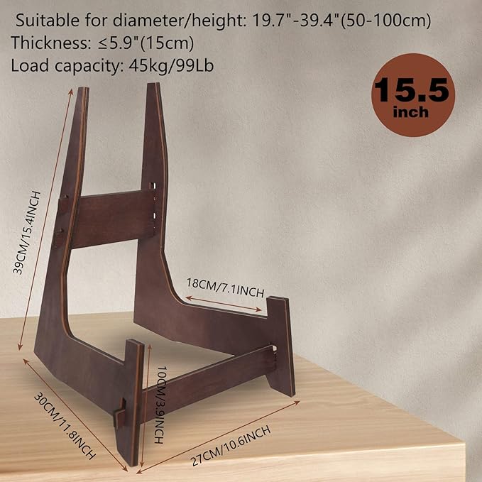 Plate Stands for Display,15.5 Inch Large wooden Plate Holder Display Stands,Frame holder stand for Book, Picture,plaque, Decorative Plate, Photo and Platter, Tabletop Art.(1 Pack )