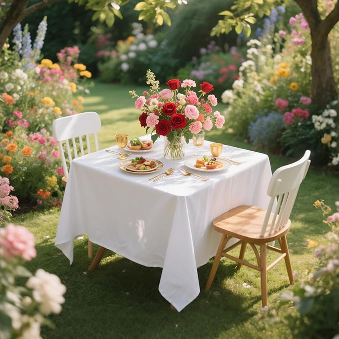 8 Pack White Square Tablecloth 54x54 Washable Polyester Table Cloth for Square or Round Tables, Wrinkle Resistant Fabric Decorative Covers for Dining Party Banquet Buffet and Wedding