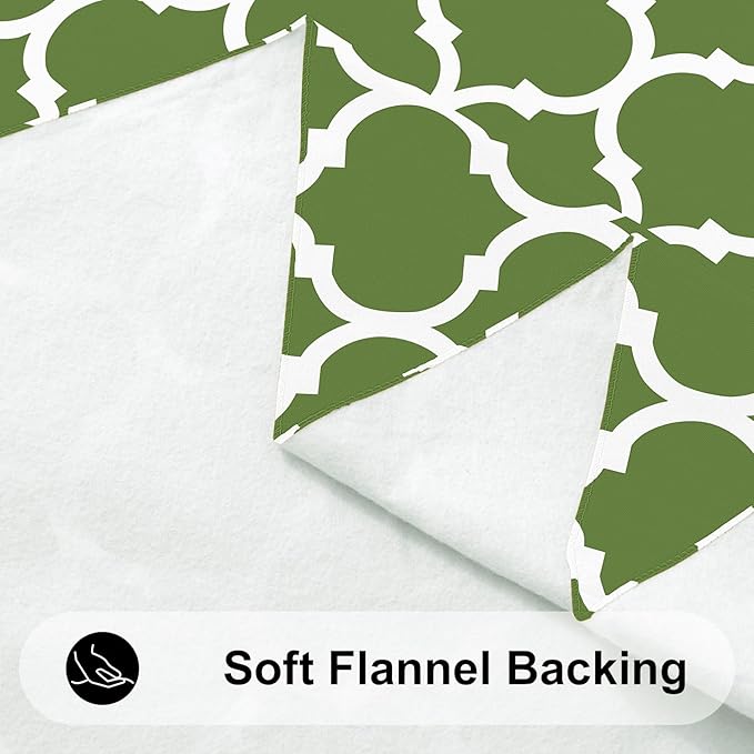 Smiry Rectangle Tablecloth, Waterproof Vinyl Tablecloths with Flannel Backing for Rectangle Tables, Wipeable Spillproof Plastic Tablecloth for Dining, Camping, Indoor and Outdoor (60"x84", Green)