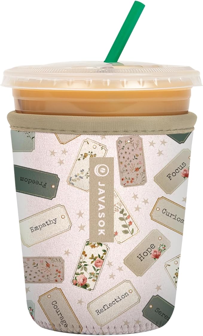 Sok It JavaSok Iced Coffee & Cold Soda Insulated Neoprene Cup Sleeve (Daily Intentions, Small: 16-20oz)