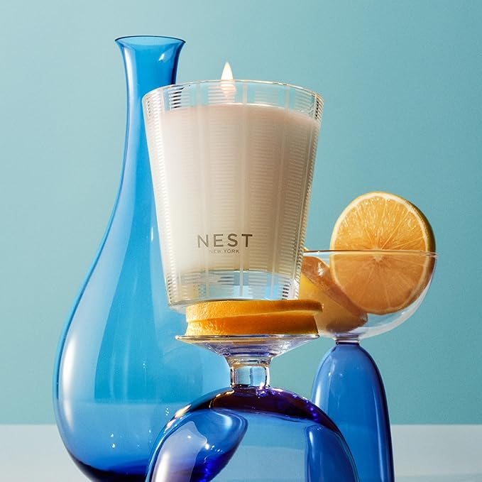 NEST New York Scented Classic Candle, Amalfi Lemon & Mint - 8.1 oz - Up to 60-Hour Burn Time - Reusable Glass Vessel