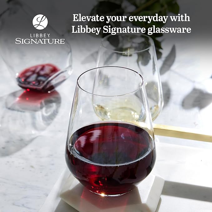Libbey Signature Greenwich Stemless Wine Gift Set of 4, 18 ounce