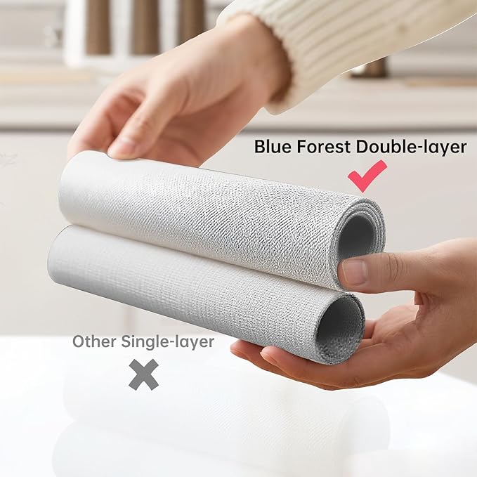 Blue Forest Placemats Set of 8, Dual-Layered Thickened Faux Linen Table Mats Heat Resistant Machine Washable Wrinkle Free Place Mats for Kitchen Dining Outdoor/Indoor (Cream Beige)
