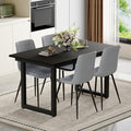 Extendable Dining Table Set for 4, 55"–71" Modern Black Kitchen Table with 4 Upholstered Chairs, Space-Saving for Living Room Apartment, Sturdy & Comfortable, Easy Assembly