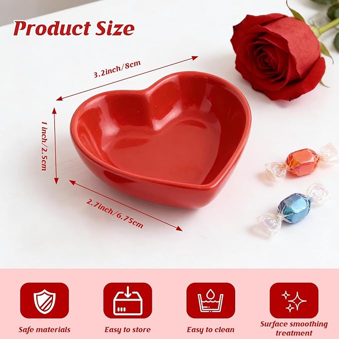 12PCS Heart Shaped Bowl Heart Bowl For Candy Lovers, Office Desk Decor, Home Snack Display, Valentine'S Day, Wedding Celebrations, Birthday Parties,Family Kitchen Use