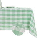 BALCONY & FALCON Rectangle Gingham Table Cloth – Water-Resistant Cotton Blend Washable Checkered Tablecloth for St. Patrick's Day, Outdoor Picnic, Camping, Kitchen (Green White, 55x71 Inch)