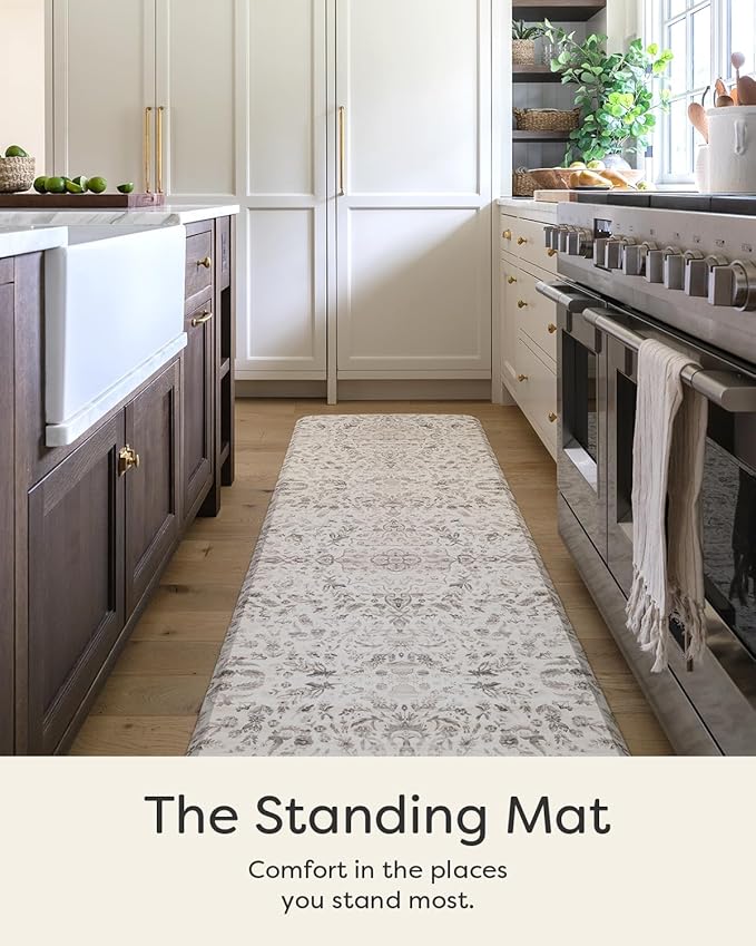 House of Noa Nama Standing Mat – Anti-Fatigue Cushioned Kitchen Mats for Floor | Ergonomic Bounce-Back Foam Kitchen Mats | Anti-Fatigue Mats for Kitchen & Standing | Emile Latte | 22" x 54"